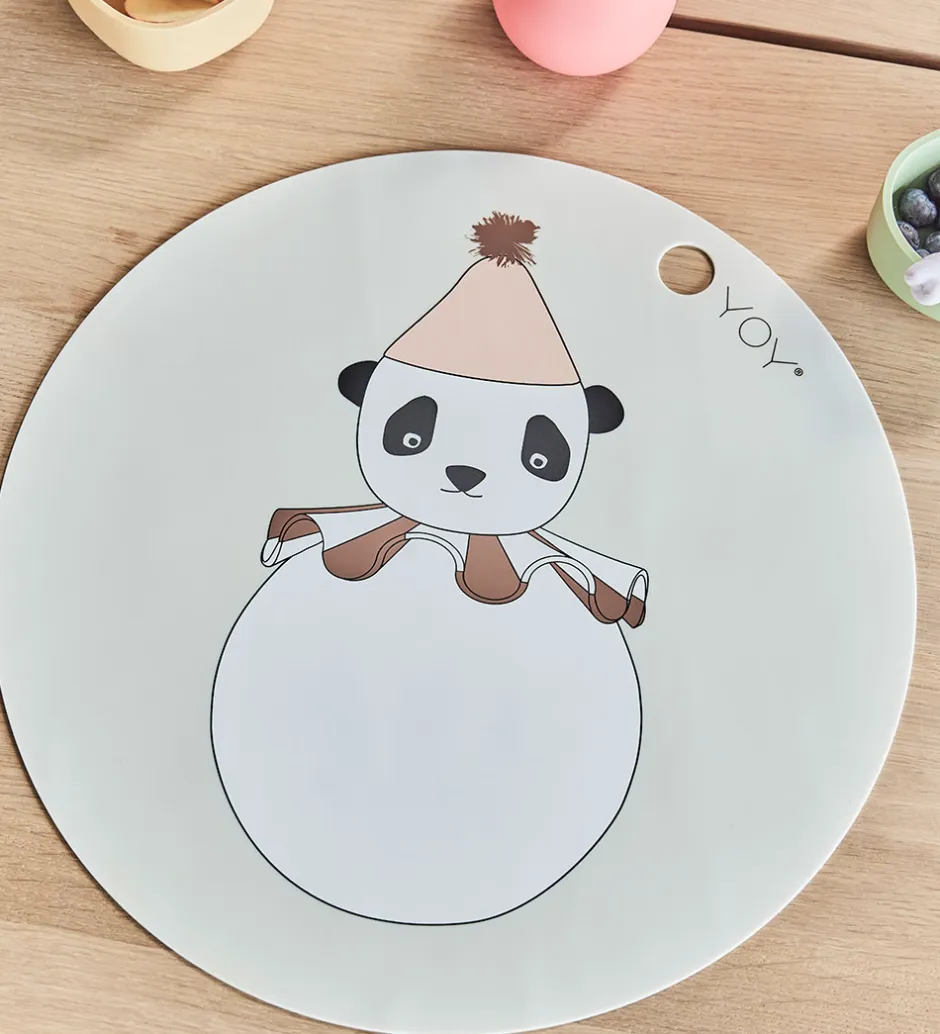 Dækkeservietter*OYOY Dækkeserviet - Silikone - Panda Pompom - Offwhite