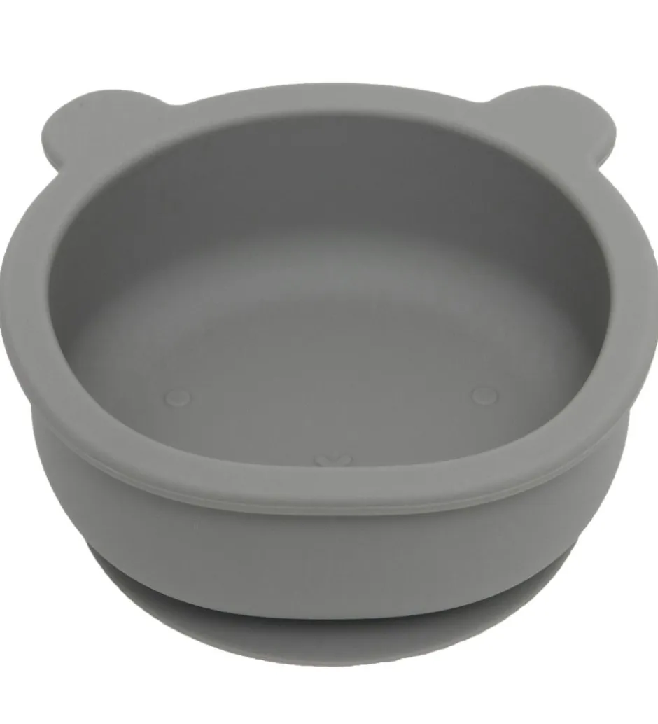 Petit Monkey Skål m. Sugekop - Silikone - Bear - Pewter Green