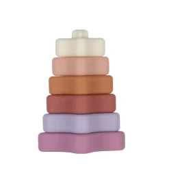 Stablelegetøj*Petit Monkey Stabletårn Stjerner - Silikone - Lilla/Rosa Mix