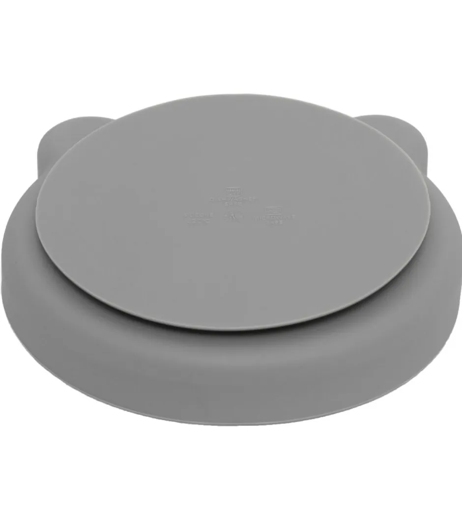 Tallerkener*Petit Monkey Tallerken m. Sugekop - Silikone - Pewter Green