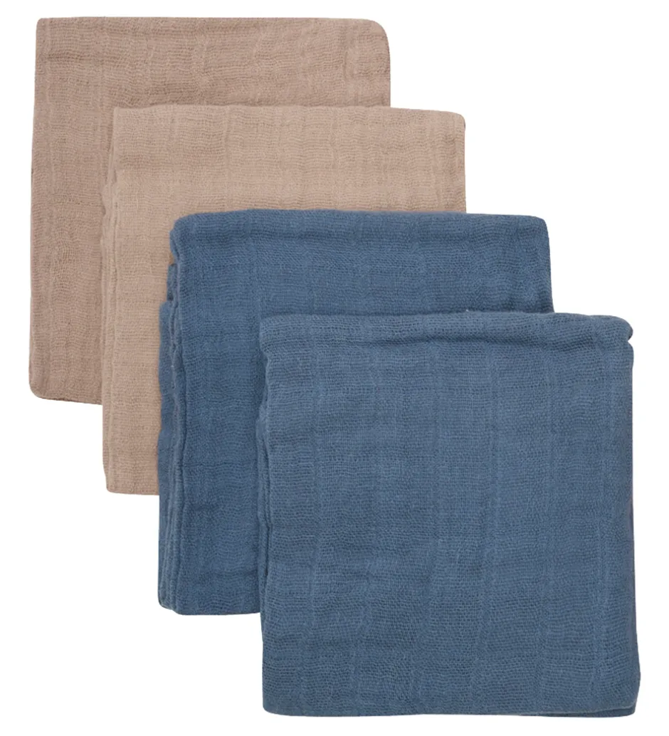 Stofbleer*Pippi Baby Pippi Stofbleer - 4 pak - 65x65 cm - China Blue/Beige
