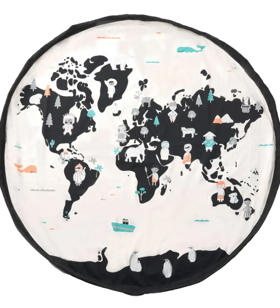 Opbevaringstæpper*Play&Go Legetøjstæppe - Ø140 cm - Worldmap