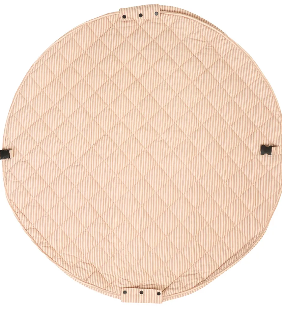 Play&Go Legetøjstæppe - Ø120 cm - Soft Organic - Stripes Brown