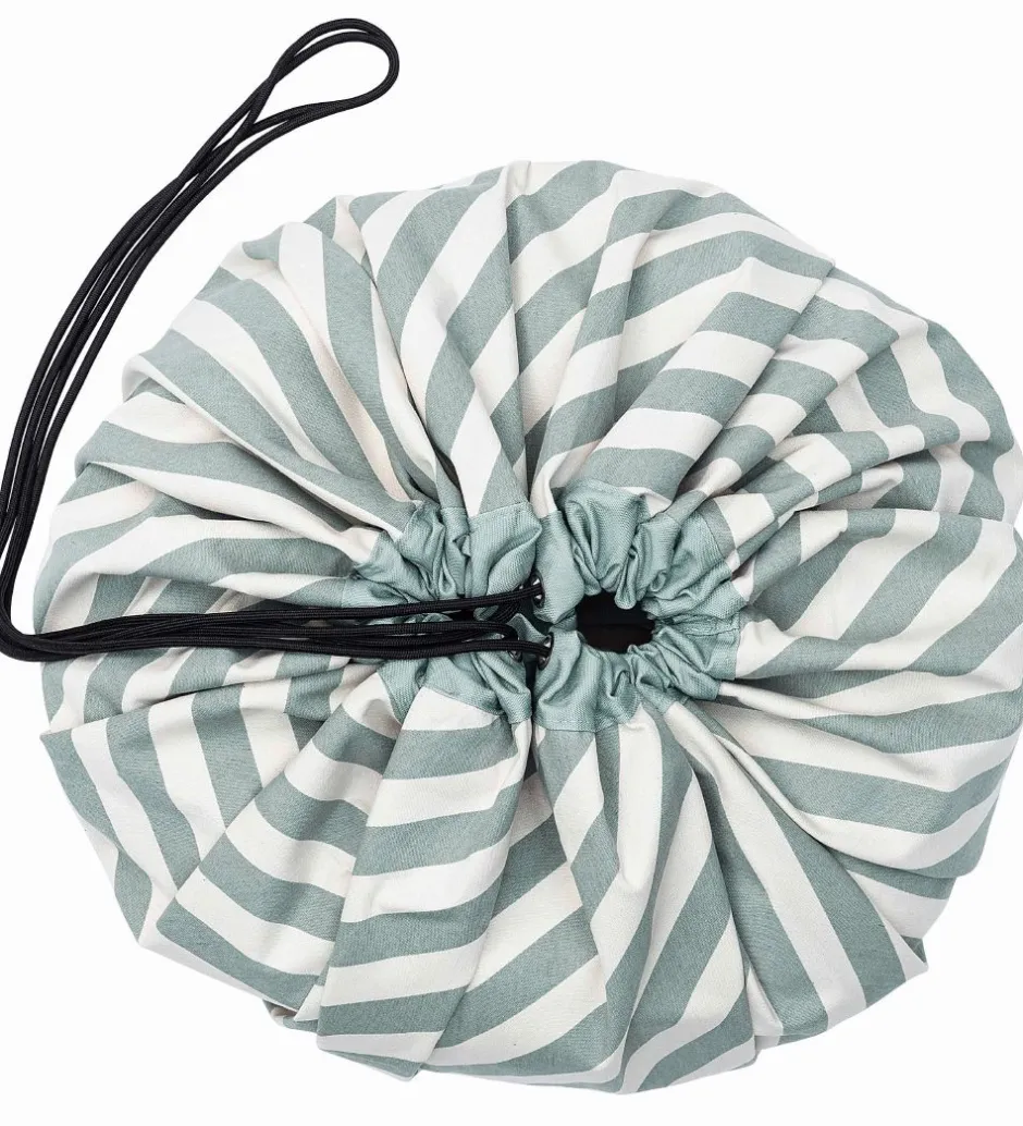 Opbevaringstæpper*Play&Go Legetøjstæppe - Ø140 cm - Stripes Green