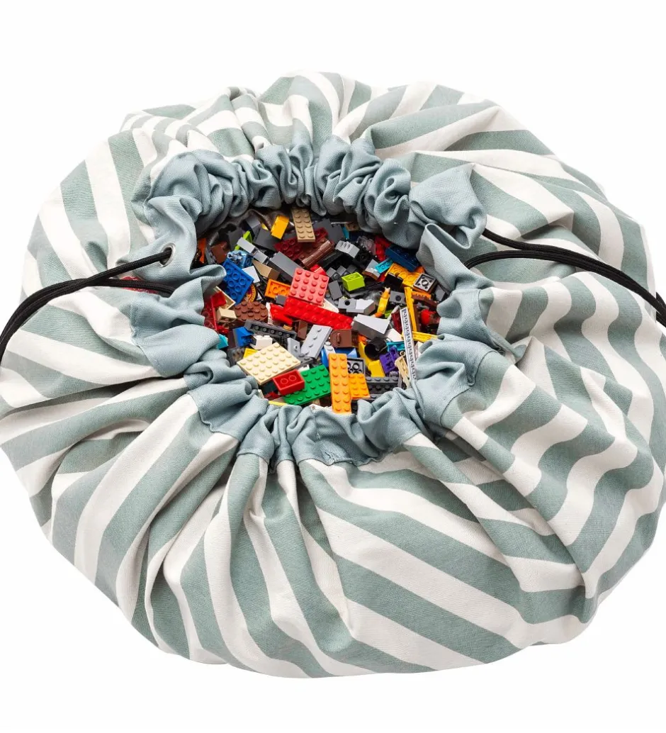 Opbevaringstæpper*Play&Go Legetøjstæppe - Ø140 cm - Stripes Green