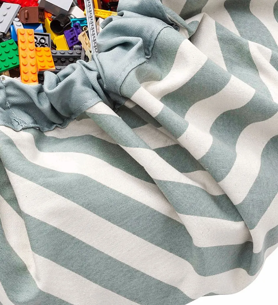 Opbevaringstæpper*Play&Go Legetøjstæppe - Ø140 cm - Stripes Green