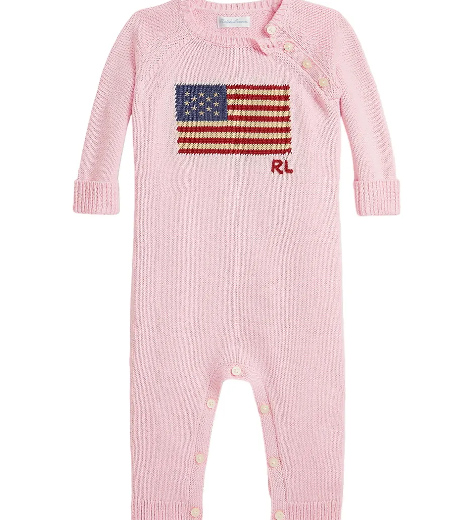 Børn Polo Ralph Lauren Heldragt - Strik - Acacia Pink m. Flag