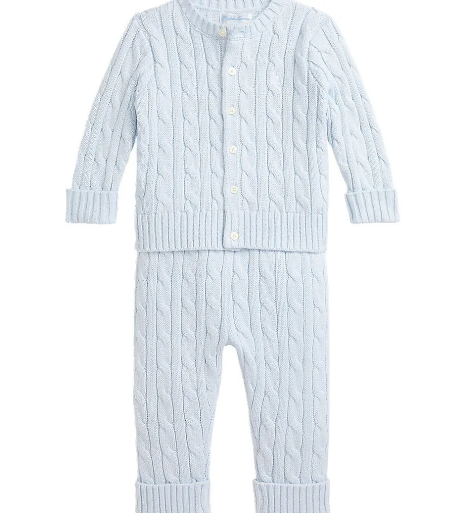 Striktrøjer*Polo Ralph Lauren Sæt - Cardigan/Bukser - Strik - Pearl Blue