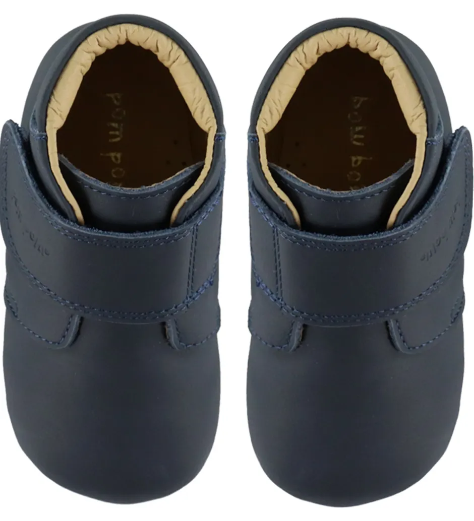 Børnesko Og Babysko|Begyndersko*Pom Pom Skindfutter - Beginners Velcro - Noos - Navy