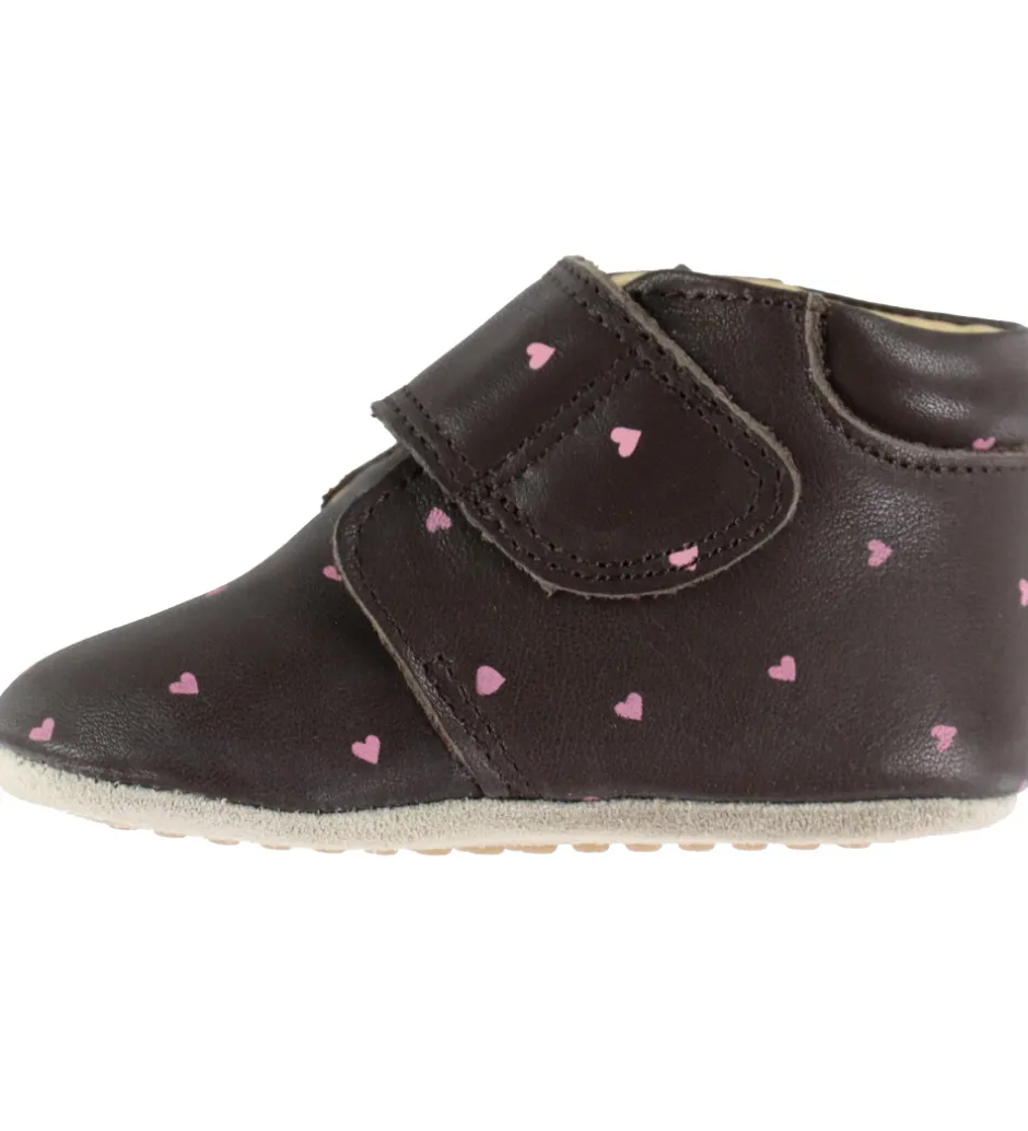 Begyndersko*Pom Pom Skindfutter - Beginners Velcro - Heart AOP
