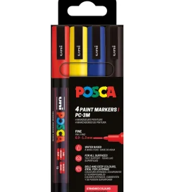 Tuscher Og Farver*Posca Tuscher - PC-3M - 4 stk. - Rød/Gul/Blå/Sort