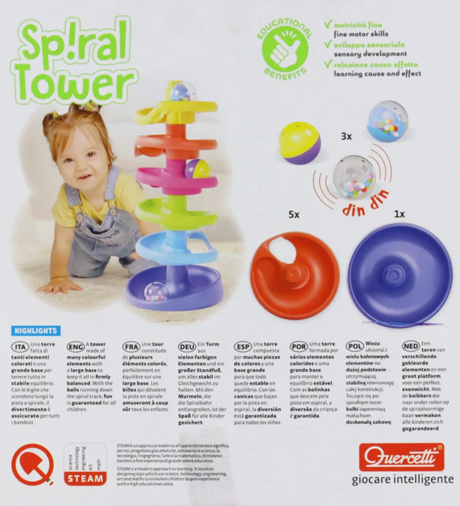 Kuglebaner*Quercetti Kuglebane - Spiral Tower - 10 Dele - 6501