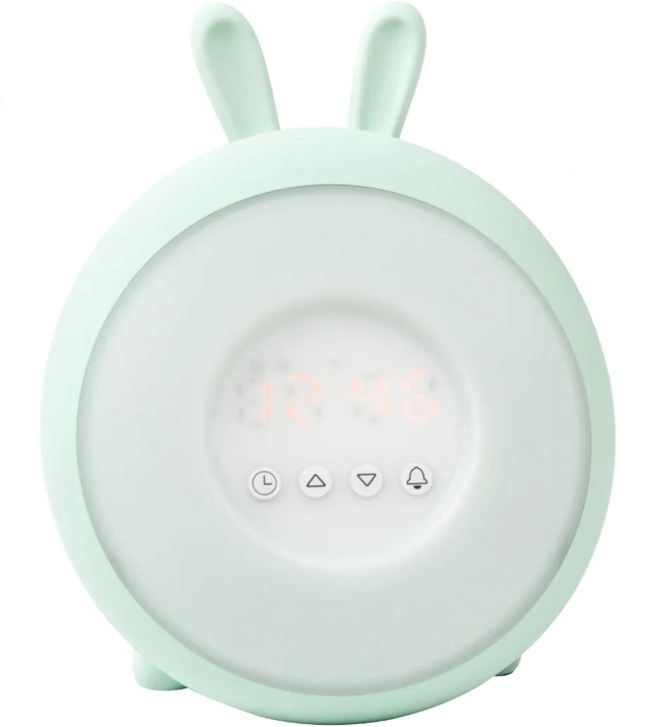 Rabbit & Friends Vækkeur m. Lys - 20x15x6 cm - Wake Up - Grøn