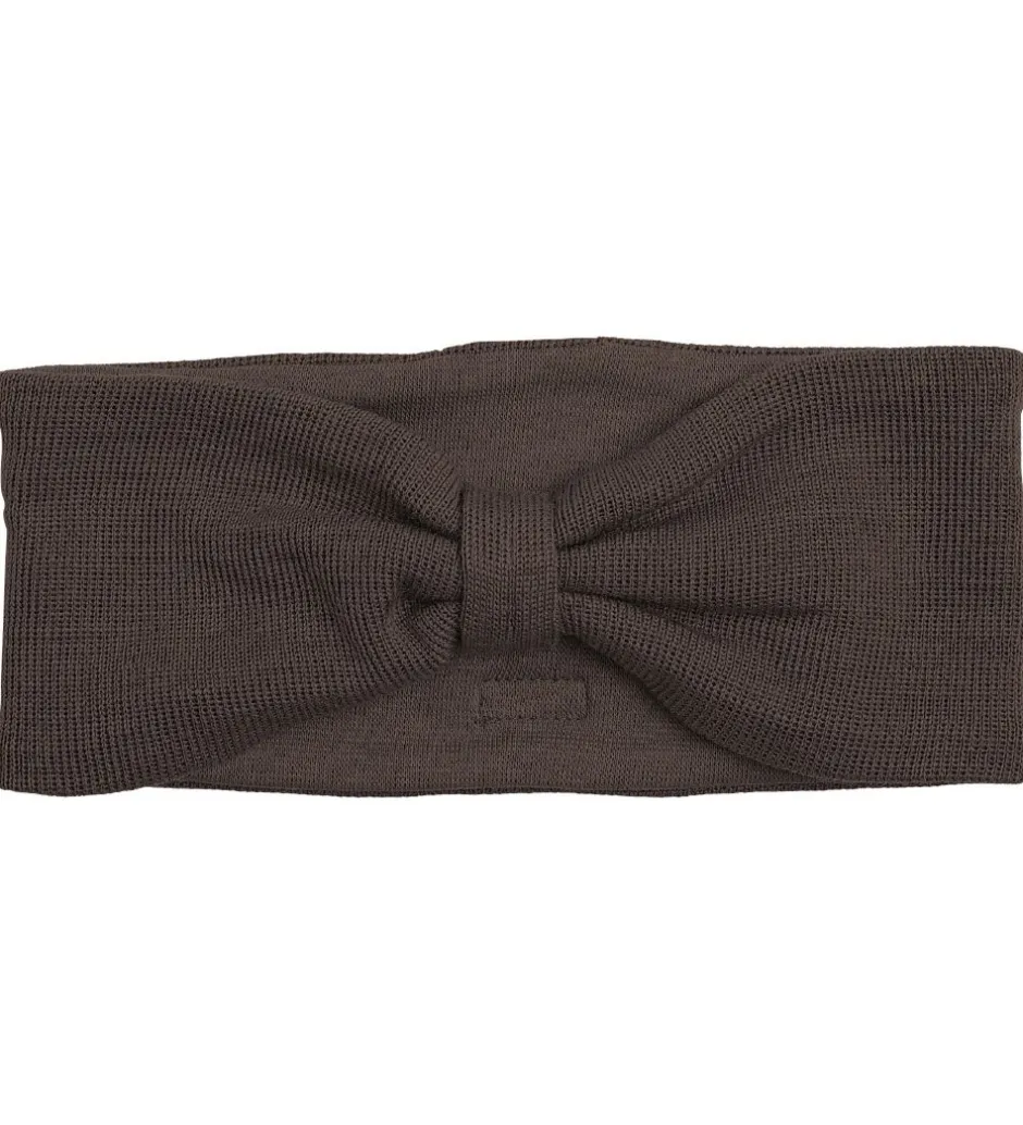 Pandebånd*Racing Kids Pandebånd - Uld/bomuld - Chocolate Brown m. Sløjfe
