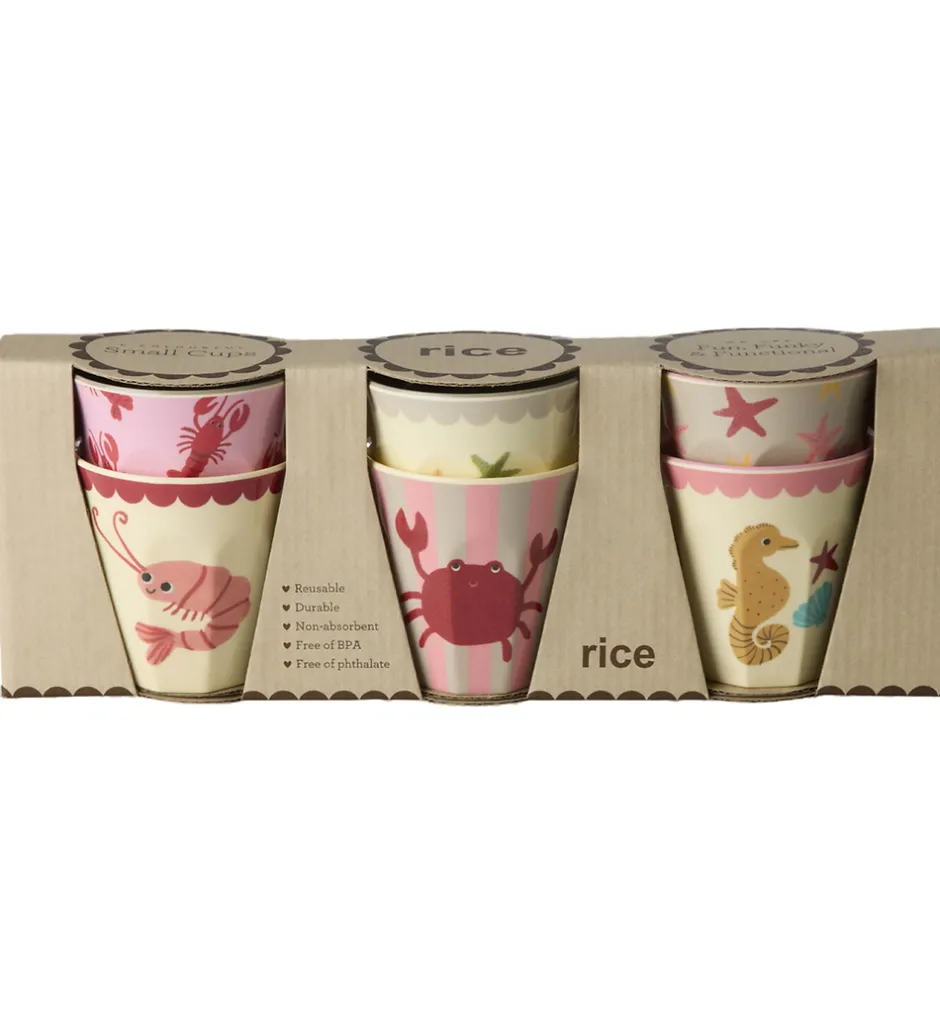 Kop Og Tudekop*Rice Kopper - Melamin - 6 stk. - 160 ml - Coral Ocean