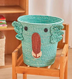 Rice Opbevaringskurv - Raffia/Søgræs - 20x30 cm - Aqua/Koala