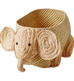 Kurve*Rice Opbevaringskurv - Raffia/Søgræs - Stor Elefant - Natur