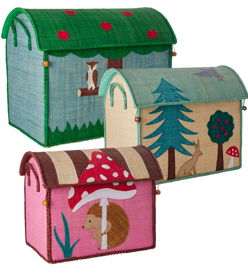 Kurve*Rice Opbevaringskurve - Raffia - 3 stk. - Happy Forest