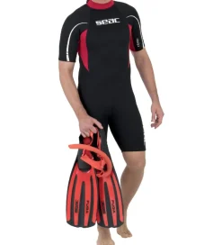 Våddragter|Snorkling*Seac Våddragt - Relax Shorty Man 2,2 mm - Sort/Rød