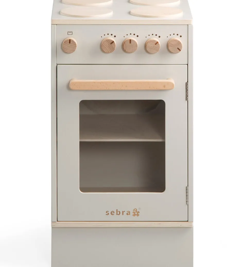 Legekøkken Og Legemøbel*Sebra Legekøkken - Ovn & Komfur - Træ - Seabreeze Beige