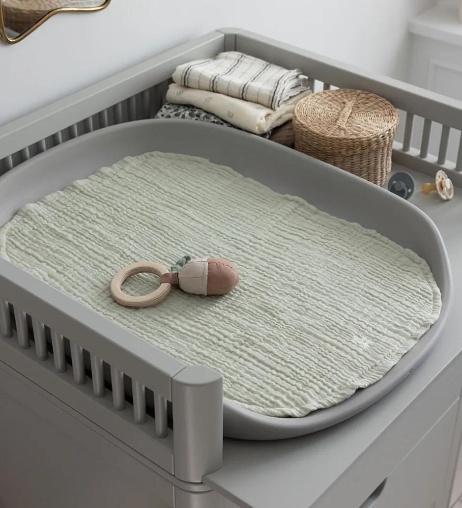 Pusletid|Puslepuder Og -Underlag*Sebra Pusleunderlag - 2-pak - Musselin - Mist Green
