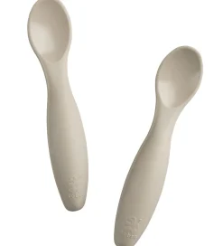 Børnebestik|Babyskeer*Sebra Skeer - 2-pak - Silikone - Jetty Beige