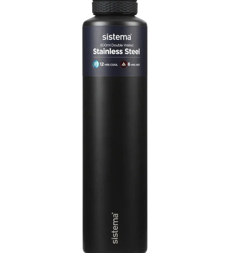 Termoflasker|Drikkedunke*Sistema Termoflaske - Stainless Steel - 600 ml - Sort