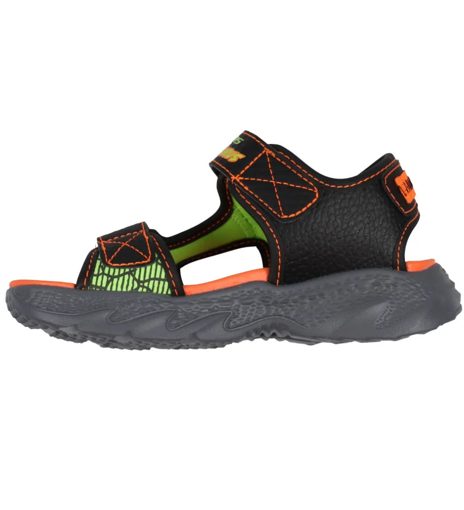 Blinkesko*Skechers Sandaler m. Lys - Creature Splash - Black/Orange