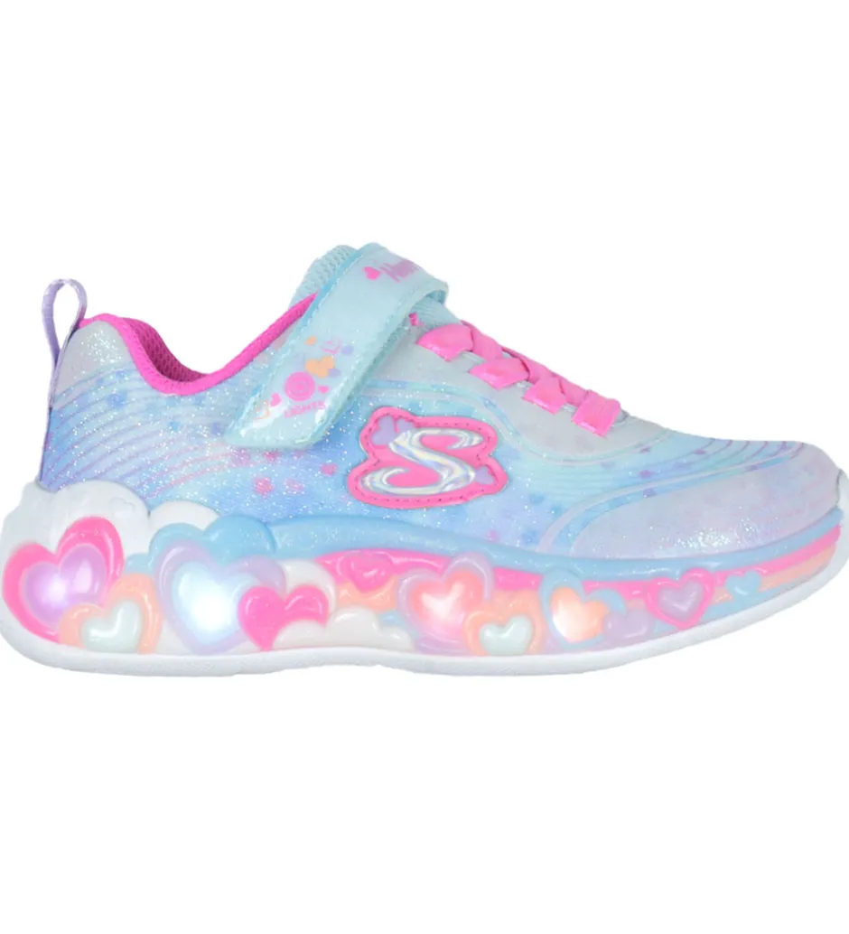 Blinkesko*Skechers Sko m. Lys - Eternal Heart Lights - Lyseblå/Multi