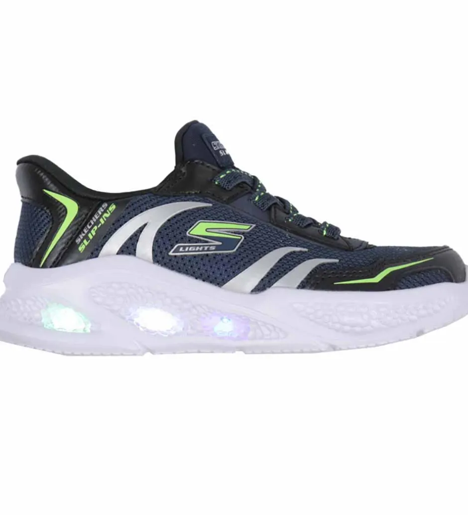 Blinkesko*Skechers Sko m. Lys - Meteor Light - Brisk Beams - Navy/Sort