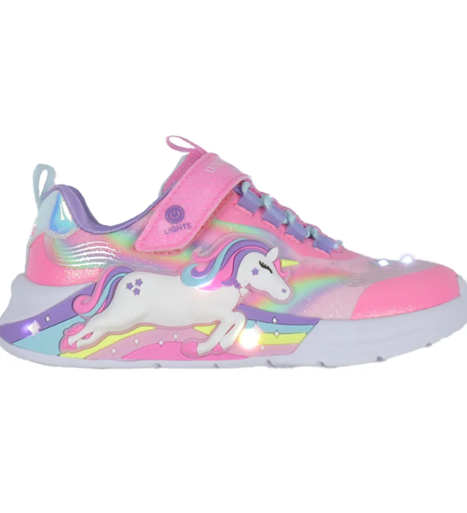 Blinkesko*Skechers Sko m. Lys - Unicorn Chaser - Pink/Multi