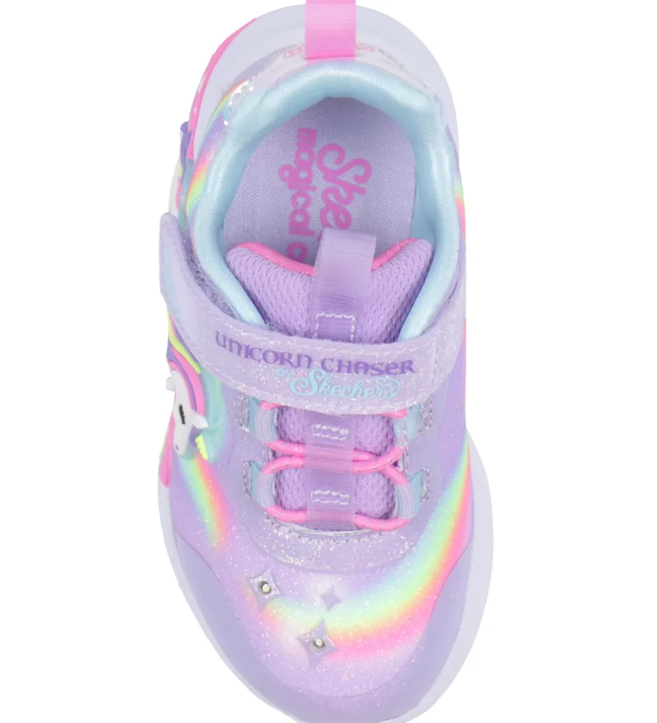 Blinkesko*Skechers Sko m. Lys - Unicorn Chaser - Lavender/Multi