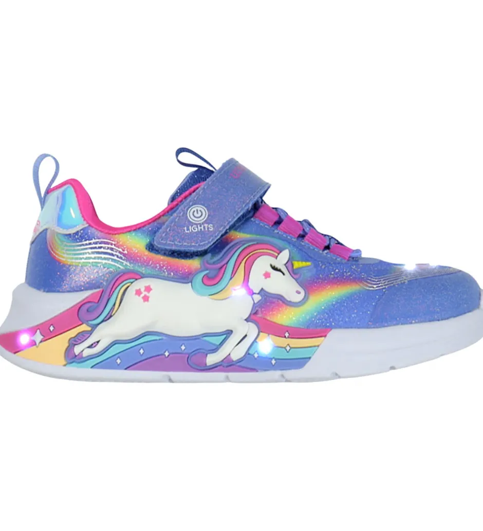 Blinkesko*Skechers Sko m. Lys - Unicorn Chaser - Blue/Multi