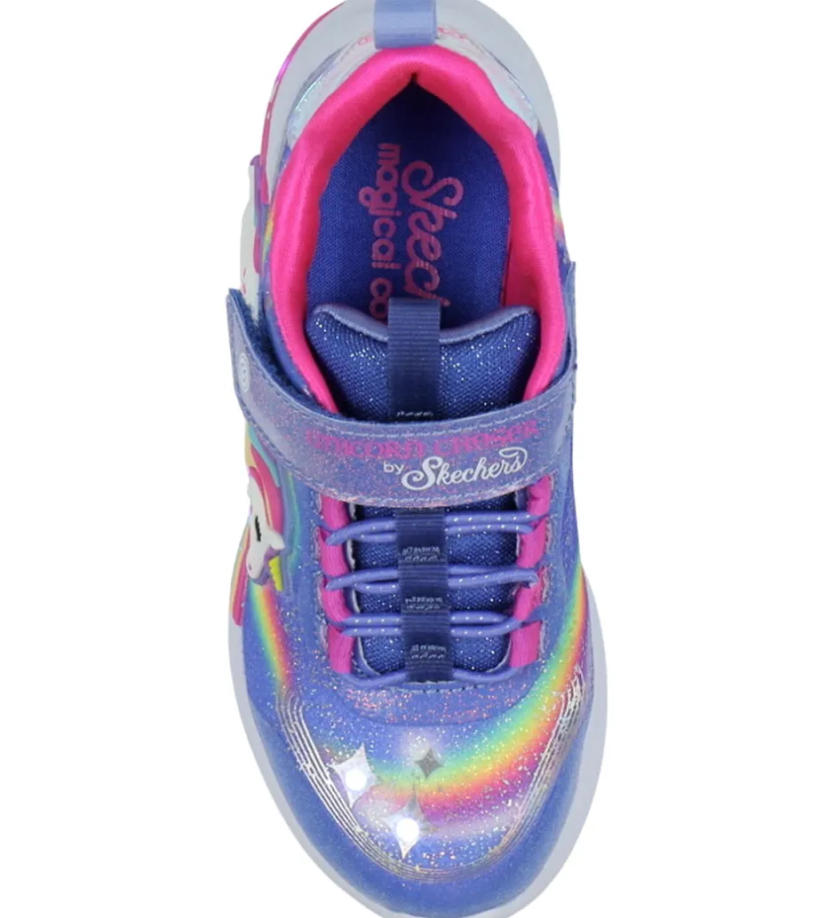 Blinkesko*Skechers Sko m. Lys - Unicorn Chaser - Blue/Multi
