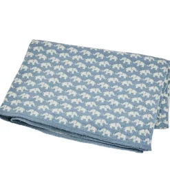 Tæpper|Børneværelset*Smallstuff Babytæppe - Uld - 80x100 cm - Elephants - Blå