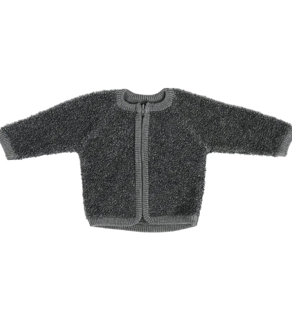Børn Smallstuff Cardigan m Lynlås - Uld - Grey Melange
