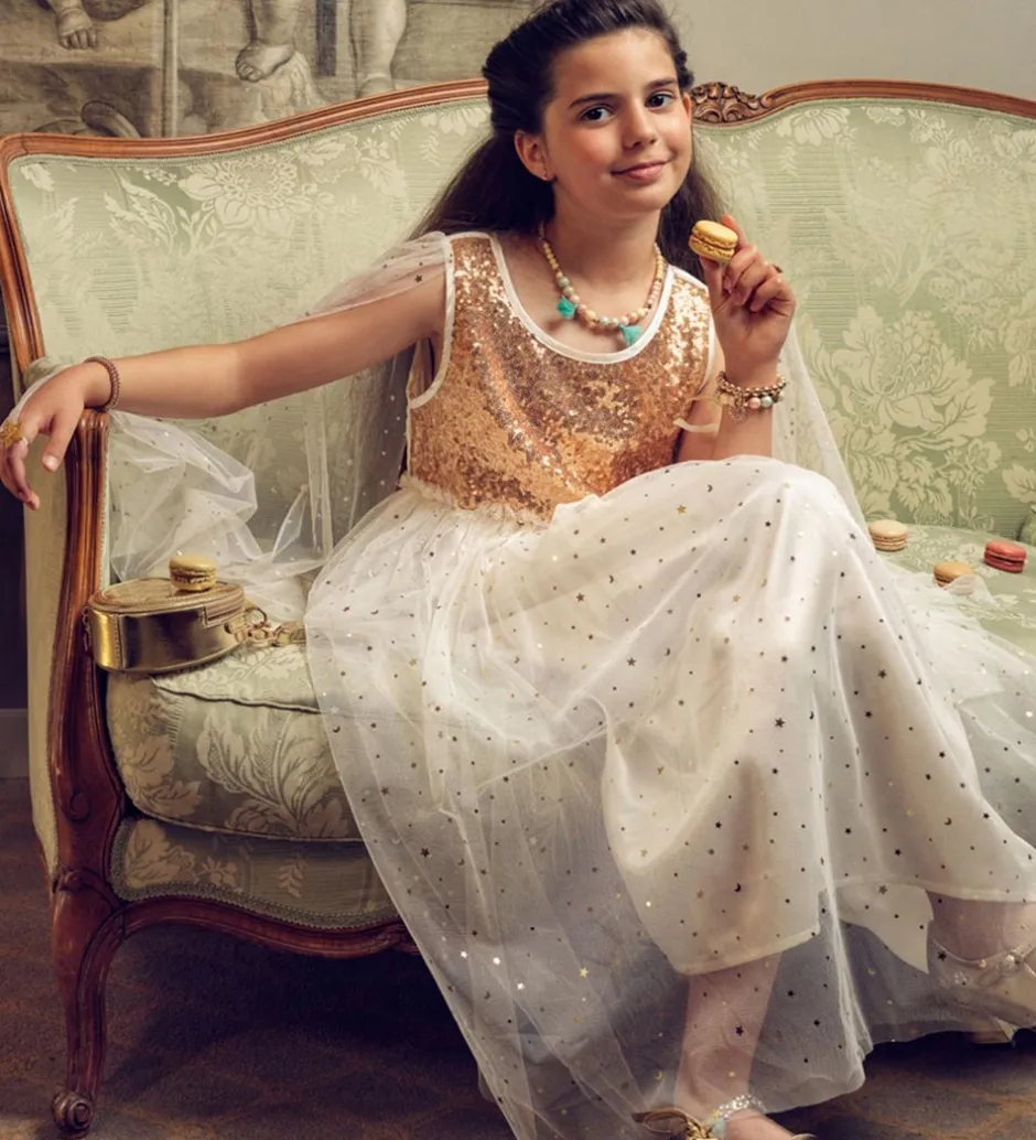 Udklædningstøj*Souza Udklædning - Prinsesse - Dorianne - Hvid/Guld