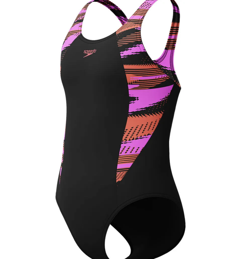 Speedo Badedragt - HyperBoom Splice Muscleback - Sort m. Lilla