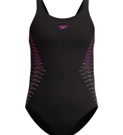 Svømmetøj|Svømning*Speedo Badedragt - Placement Muscleback - Sort/Fersken