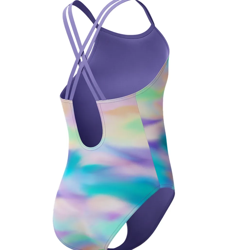 Svømmetøj|Svømning*Speedo Badedragt - Printed Twinstrap - Lilla/Grøn/Orange