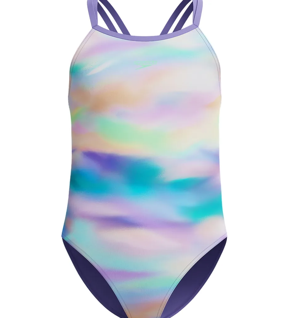 Svømmetøj|Svømning*Speedo Badedragt - Printed Twinstrap - Lilla/Grøn/Orange