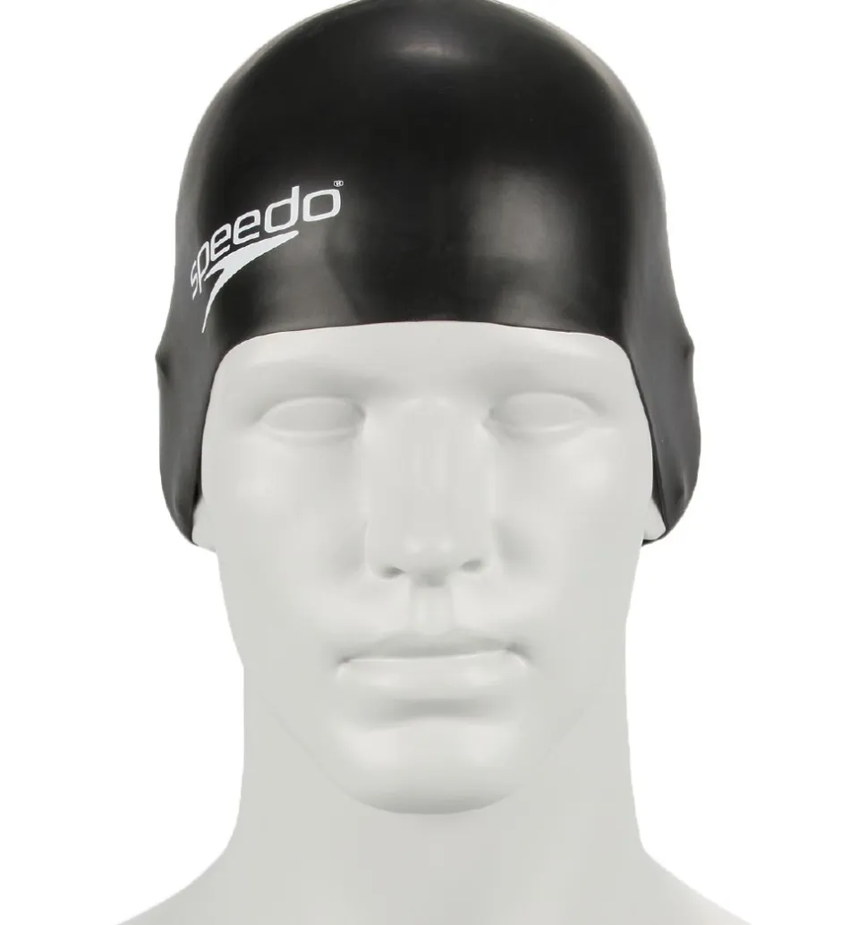 Badehætter*Speedo Badehætte - Junior Plain Moulded Silicone Cap - Sort