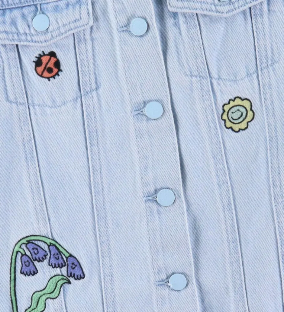 Børn Stella McCartney Kids Denimvest - Lyseblå m. Broderi