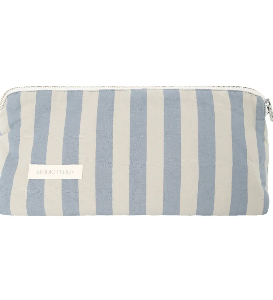 Studio Feder Toilettaske - Celia Mini - Cotton - Pale Blue Strip