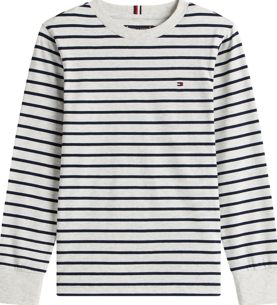 Børn Tommy Hilfiger Bluse - Stripe - Light Grey Heather Stripe Grey
