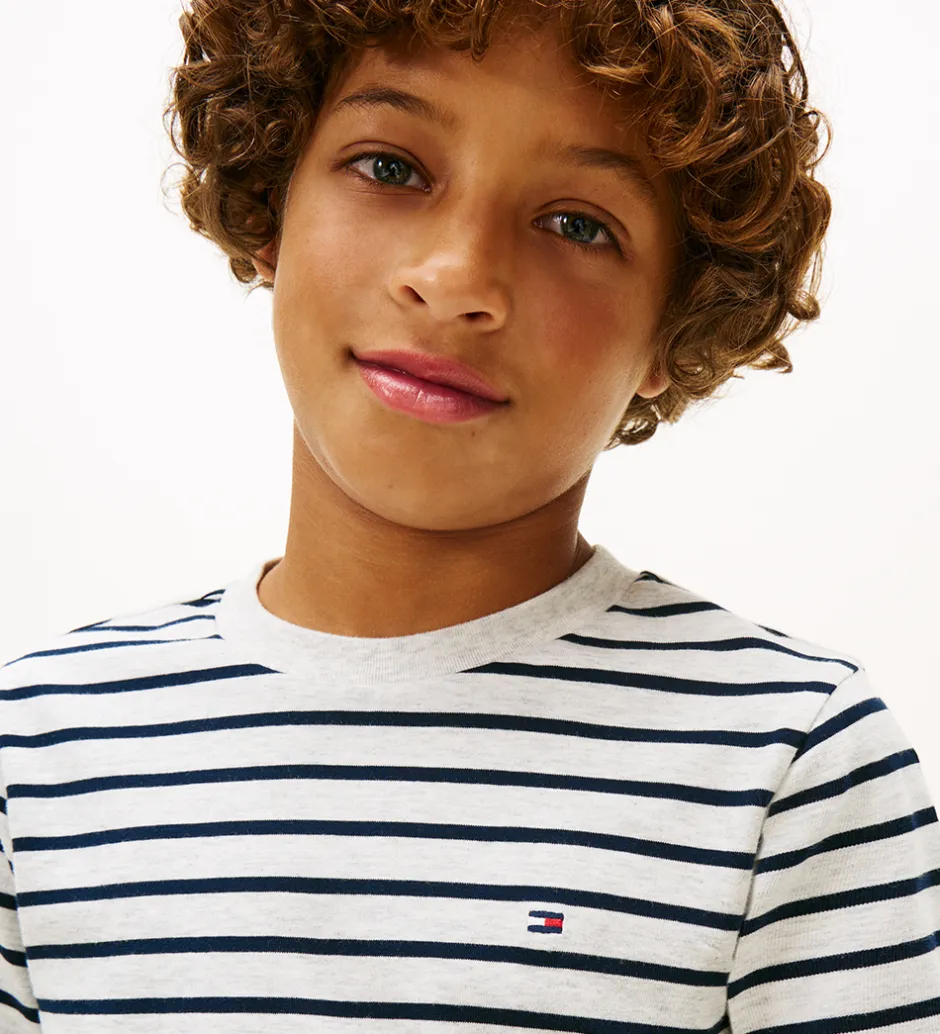 Børn Tommy Hilfiger Bluse - Stripe - Light Grey Heather Stripe Grey