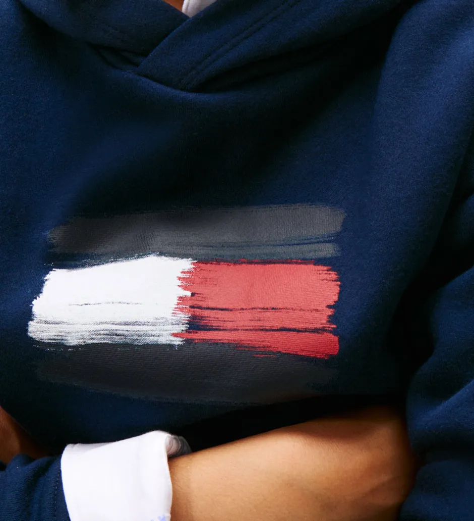 Børn Tommy Hilfiger Hættetrøje - Flag - Dark Night Navy
