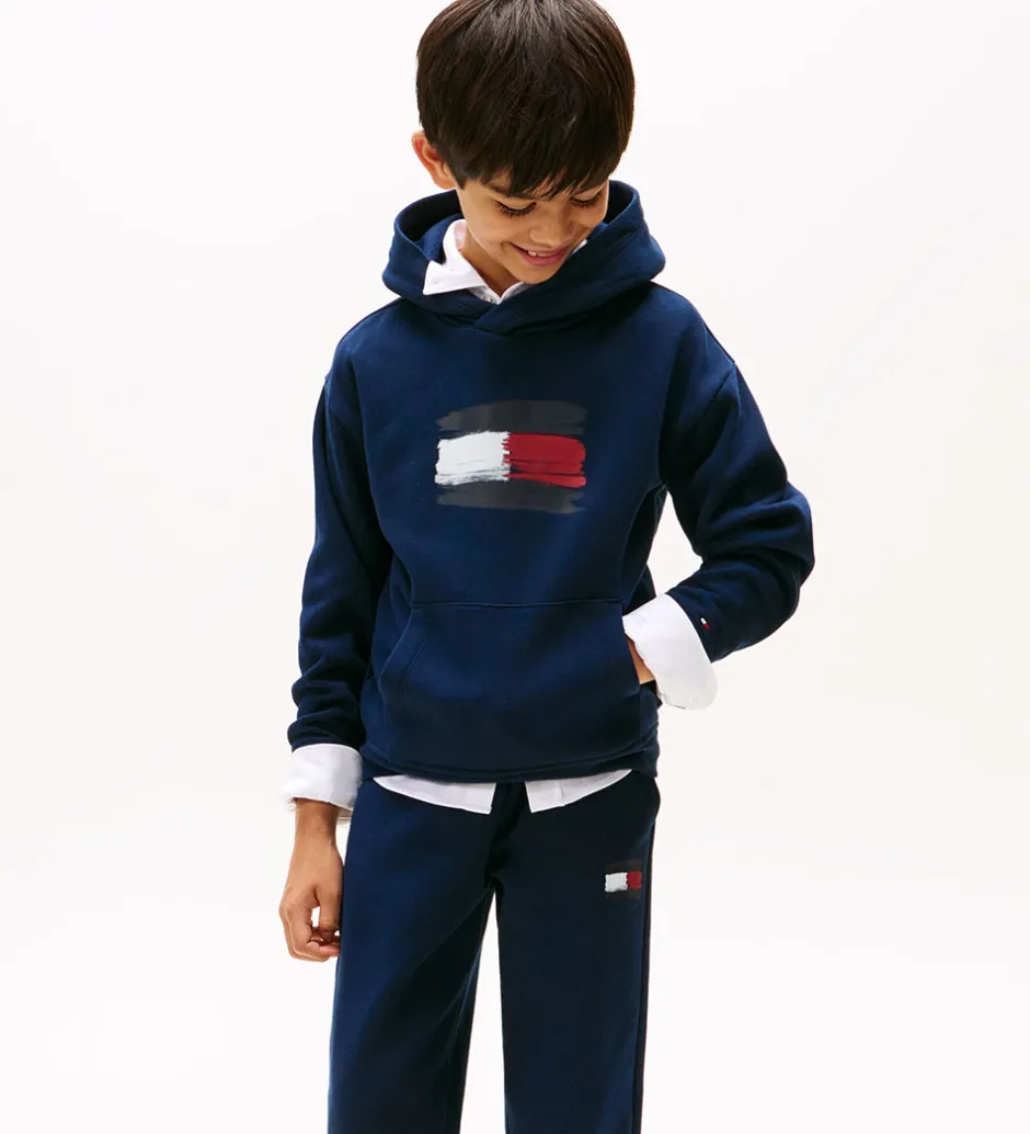 Børn Tommy Hilfiger Hættetrøje - Flag - Dark Night Navy