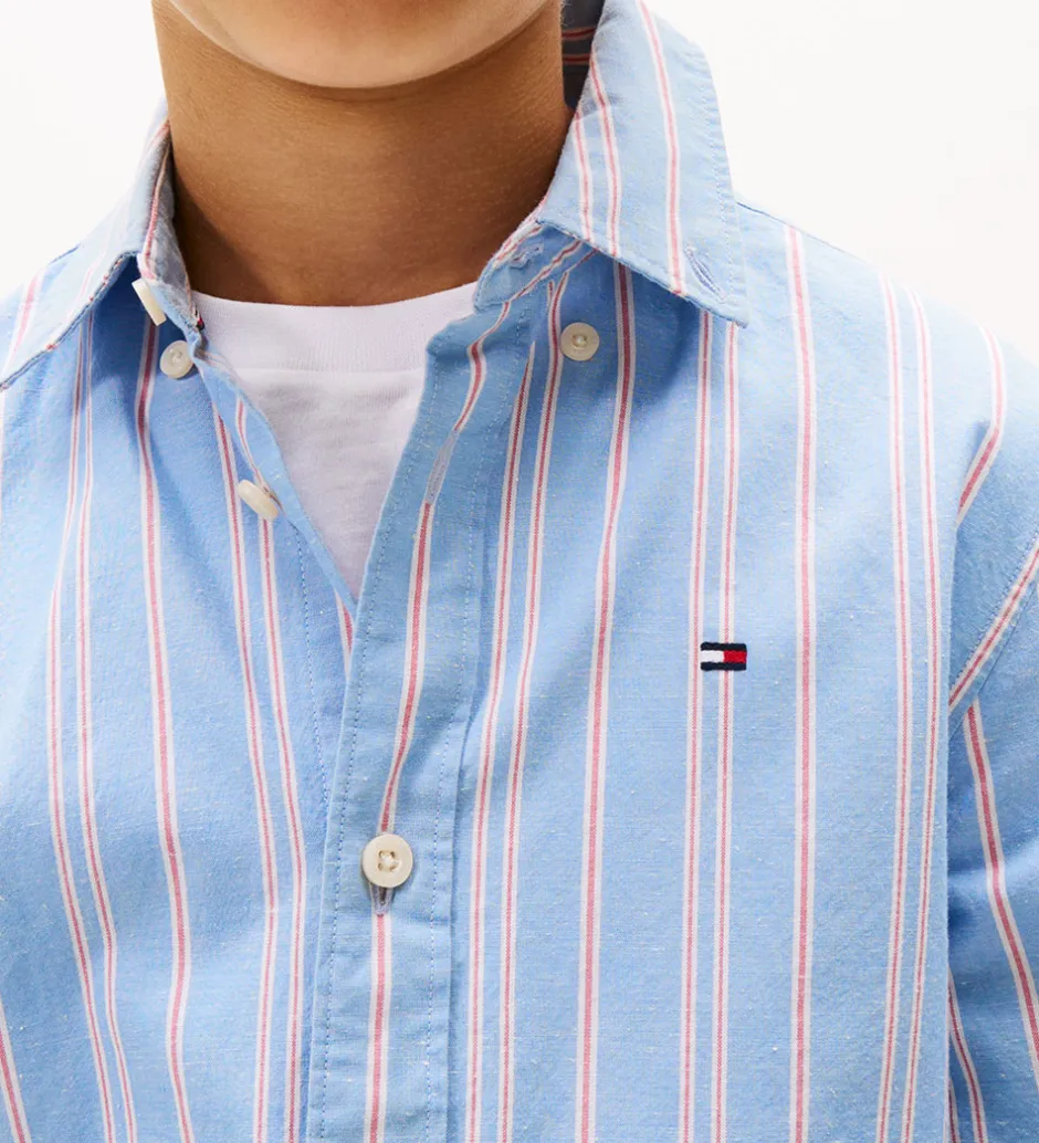 Skjorter|Konfirmationstøj*Tommy Hilfiger Skjorte - Cloudy Blue m. Hvid/Rød