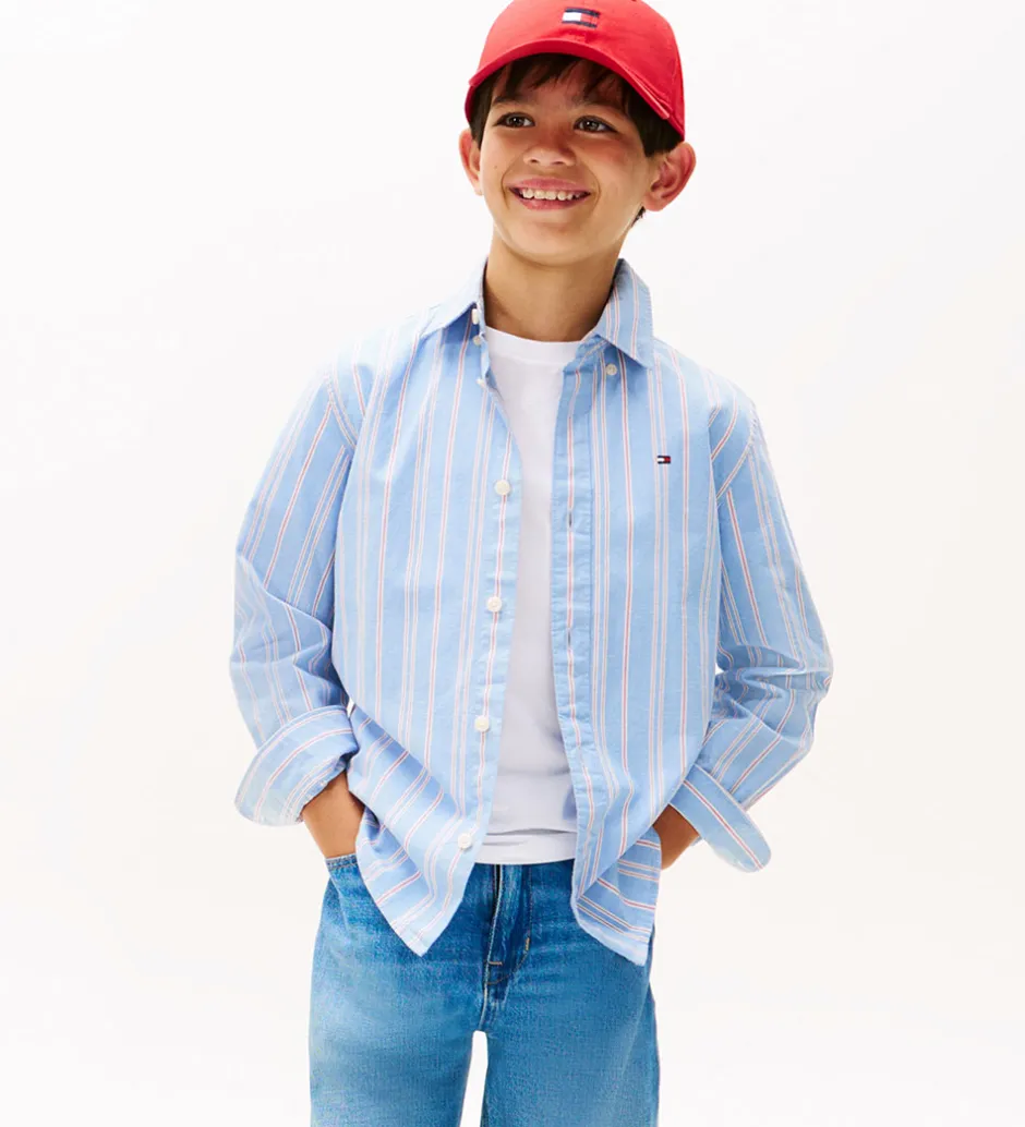 Skjorter|Konfirmationstøj*Tommy Hilfiger Skjorte - Cloudy Blue m. Hvid/Rød